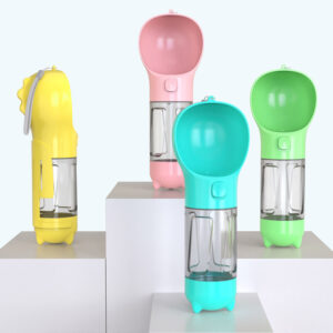 Botella de agua para mascotas, tazón alimentador, bolsa de basura, almacenamiento portátil para mascotas, viaje al aire libre, botella de agua para perros 3 en 1
