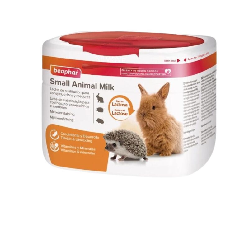 Beaphar Leche de Sustitución 200g, ideal para conejos, roedores, erizos y otros animales pequeños. Fórmula baja en lactosa, rica en nutrientes, perfecta para crías huérfanas, gestantes o convalecientes.
