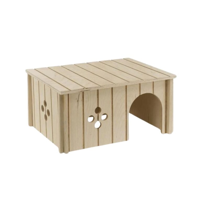 Refugio de madera natural Ferplast SIN 4646 para conejos. Fácil de montar, resistente y perfecto para el descanso de tu mascota. Medidas: 33x23,6x16 cm.
