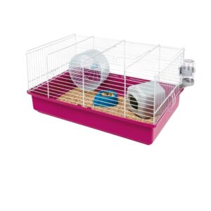 La jaula Criceti 9 para hámster incluye nido, rueda, comedero y bebedero. Fabricada con materiales reciclados, cómoda y fácil de limpiar.