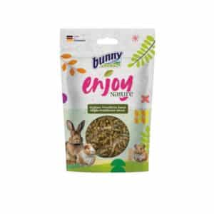 Bunny Snacks Enjoy Nature Verde Fresco Rico en Fibra es un snack 100% natural, ideal para roedores, con alto contenido de fibra que favorece la digestión y mejora la salud general de tus mascotas.