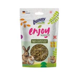 Snack natural y alto en fibra para roedores. Bunny Enjoy Nature Verde Fresco 6x200g con ingredientes del Allgäu, estimula el forrajeo y promueve el bienestar de tu mascota.