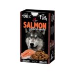 NATURAL SNACK - SALMÓN 6x80g es un alimento complementario natural para perros con salmón, pollo y pavo. Alto en proteínas y grasas saludables. Sin aditivos artificiales.
