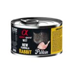 Alpha Spirit Feline Conejo 6x200gr es un alimento húmedo natural sin cereales para gatos. Con proteína de conejo y fórmula apta para todas las etapas de la vida, brinda nutrición completa y sabor irresistible.