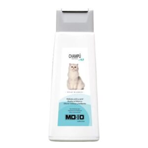 Compra el Champú Gato Hidratación Blanco MD10 de 300 ml, fórmula especial para pelo blanco que limpia, hidrata y protege el pelaje. Mantén el brillo y color natural de tu gato.