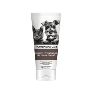 Compra el Frontline Champú Potenciador Color Oscuro 200 ml. Especial para perros y gatos con pelaje oscuro. Potencia el brillo, limpia con suavidad y tiene aroma a lavanda.