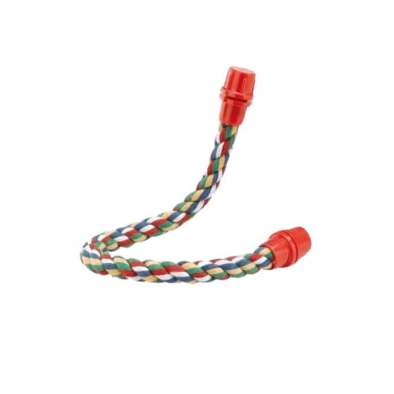 La percha flexible de algodón FERPLAST para loros ofrece comodidad y estimulación. Moldeable, segura y fácil de instalar. Ideal para el bienestar de aves en jaula.