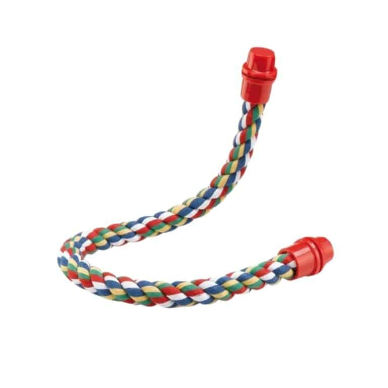 La percha flexible FERPLAST de 75 cm ofrece comodidad, ejercicio y seguridad a loros y aves grandes. Fabricada en algodón moldeable, es resistente y fácil de instalar.