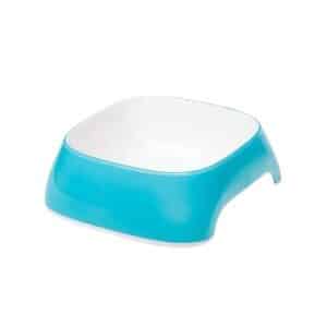 Comedero Glam XS de 200 ml en color azul claro. Ideal para perros y gatos pequeños, fácil de limpiar y transportar.