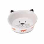 Comedero Ferplast Venere de 500 ml, hecho en cerámica esmaltada con diseño de cara de gato. Antideslizante, resistente e ideal para agua o comida. Elegancia y funcionalidad en un solo plato.