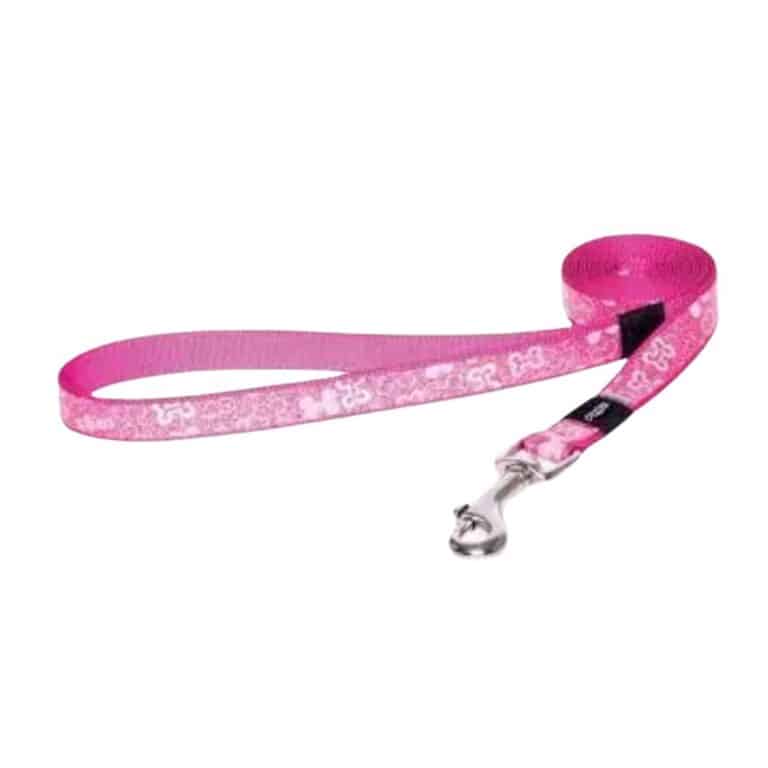 Correa Rogz Trendy talla M en color rosa, diseñada para perros medianos. Resistente, cómoda y con un diseño moderno para paseos seguros y con estilo.