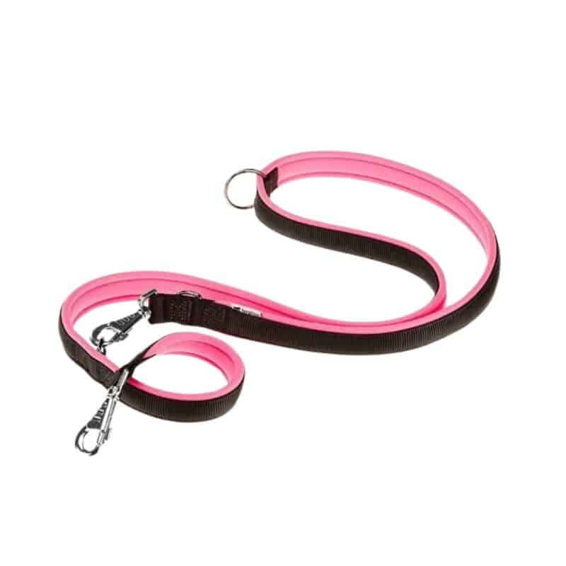 Correa ajustable Ferplast Ergofluo GA15 200 en rosa. Ideal para adiestramiento, con asa ergonómica, resistente y cómoda para todo tipo de perros.