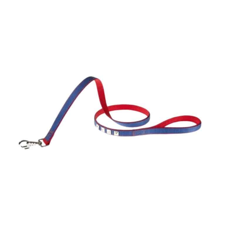 Correa Ferplast Dual G20/110 azul y rojo para perros medianos y grandes. Diseño ergonómico, nylon resistente y 110 cm de longitud. Compra calidad y estilo.