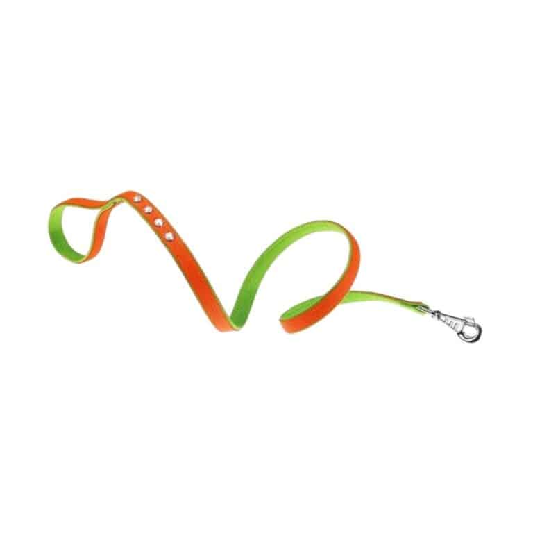 Descubre la correa Ferplast Dual G20 110 en naranja y verde, ideal para paseos seguros y cómodos. Material resistente, diseño ergonómico y gran visibilidad para tu mascota.