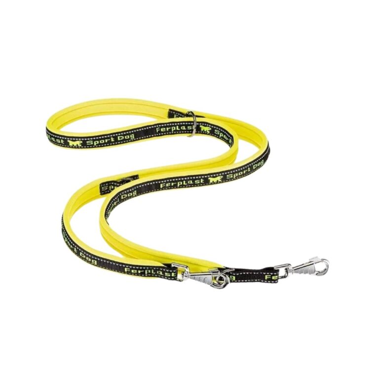 Descubre la correa Ferplast Sport Dog GA20-200 en color amarillo. Reflectante, resistente y cómoda, ideal para perros grandes. Compra segura en Bixoto.