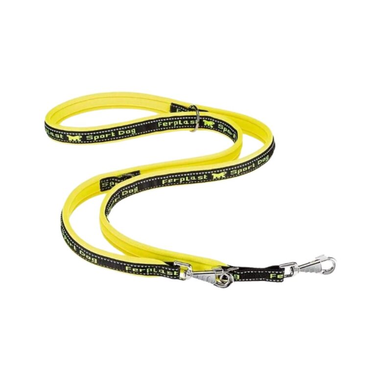 Compra la correa Ferplast Sport Dog GA25-200 en color amarillo. Alta visibilidad, resistencia y comodidad para paseos seguros con perros medianos y grandes. Disponible en Bixoto.