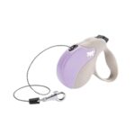 Correa retráctil Ferplast Amigo Mini Tape en beige y morado. Compacta, segura y con diseño intercambiable. Ideal para perros pequeños con estilo.