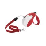 Correa retráctil Ferplast Amigo Cord Blanco con Rojo modelo Long. Mecanismo silencioso, botón multifunción y diseño ergonómico para paseos cómodos y personalizados.