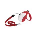 Correa retráctil Ferplast Amigo M Rojo - Blanco, ideal para perros medianos. Extensión de 5 metros, botón multifunción, mango ergonómico y diseño resistente y moderno.