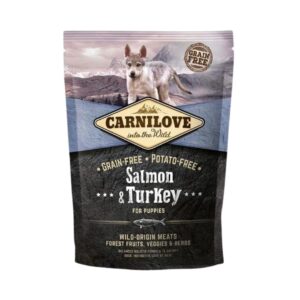Compra Carnilove Canine Puppy Salmon Pavo 1,5Kg, pienso natural sin cereales ni patata para cachorros. Nutrición premium para un crecimiento saludable.