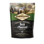 Compra Carnilove Canine Adult Pato Faisán 1,5Kg, alimento natural sin cereales con pato y faisán para perros adultos. Nutrición completa para bienestar y energía.