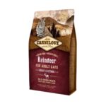 Compra Carnilove Feline Adult Reno Energy Outdoor 2Kg. Alimento sin cereales con carne de reno, ideal para gatos adultos activos. Energía, salud articular y vitalidad diaria.