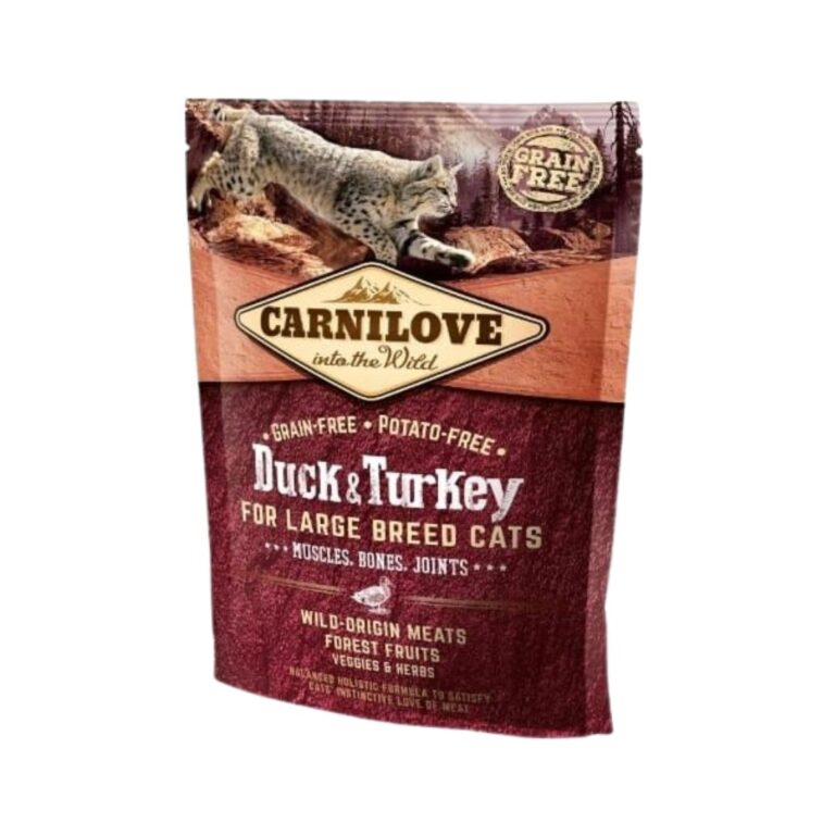 Compra Carnilove Feline Adult Large Pato & Pavo 400 g, pienso natural para gatos grandes sin cereales. Alimenta a tu gato con proteínas de alta calidad.