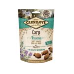 Descubre Carnilove Canine Snack Semi Húmedo Carpa Tomillo, un snack natural y sabroso para perros con carne de carpa y tomillo, ideal como premio saludable y nutritivo.
