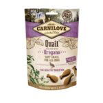 Compra Carnilove Canine Snack Semi Húmedo Codorniz Orégano, snack natural y sabroso para perros con carne fresca de codorniz y orégano, ideal como premio saludable y nutritivo.