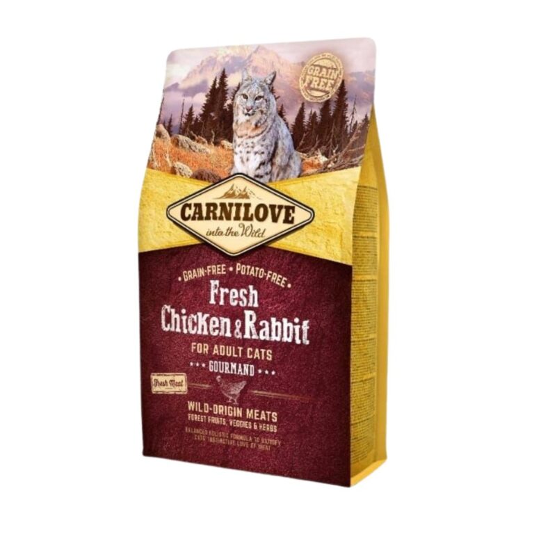 Compra Carnilove Pollo y Conejo para gatos adultos – alimento completo sin cereales ni patatas, con proteínas animales frescas, ideal para gatos con digestión sensible.