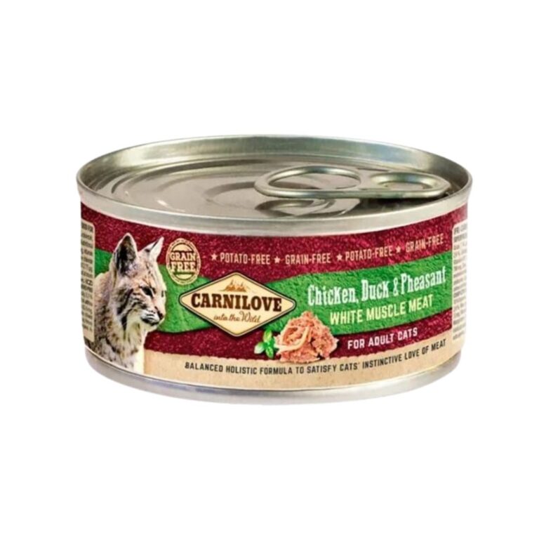 Descubre Carnilove Feline Adult Pollo y Pato, un alimento húmedo natural y equilibrado para gatos adultos. En caja de 12 sobres de 100g, ideal para mantener a tu mascota sana, fuerte y feliz.