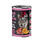 Alimento húmedo completo para perros adultos, elaborado con 93% carne de cerdo, jamón y melón fresco. Textura tipo patê, rico en nutrientes y con beneficios para las articulaciones.