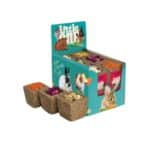 Cuenco comestible con hierbas y pasto para roedores. Nutrición, juego y bienestar en un solo producto. Ideal para hámsteres, conejos, jerbos y cobayas. Presentación 12x65g.