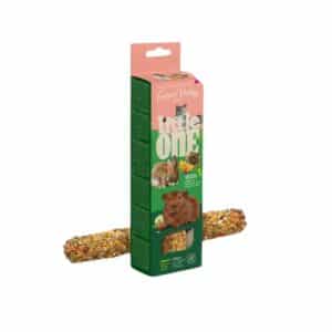 LittleOne Greenvalley Stick Sin Cereales Con Fruta es un snack nutritivo y sin cereales para roedores y aves. Rico en fibra y vitaminas, apoya la digestión y la salud dental.