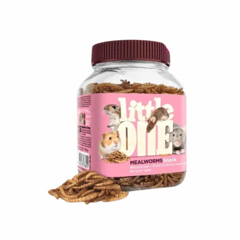 Alimento complementario 100% natural para roedores. Pack 6x70g de gusanos de harina Little One, ricos en proteínas, ideales para hámsters, jerbos y ratones.
