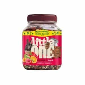 Snack rico en vitamina C para cobayas y roedores. Little One 160 g, mezcla natural de frutas y verduras. Fortalece el sistema inmune y complementa su dieta.
