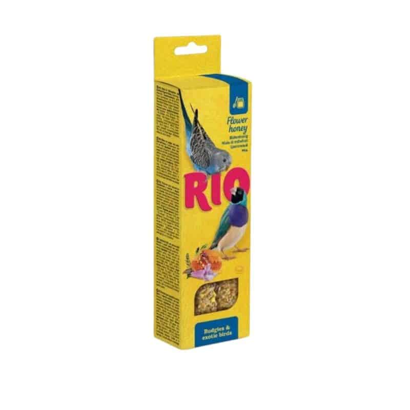 Rio Sticks con Miel para Periquitos y Aves Exóticas es un complemento alimenticio natural que proporciona energía, vitaminas y entretenimiento para aves activas y saludables.