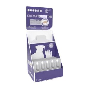 Calmatonine XR con tecnología bicapa ofrece alivio prolongado del estrés en perros y gatos. Con valeriana, passiflora, triptófano y vitaminas para un efecto calmante natural.