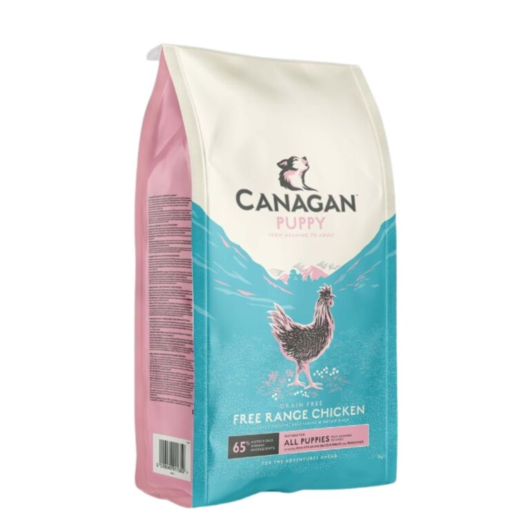 Alimento natural sin cereales para cachorros. Canagan Pollo Campero incluye DHA, Omega-3 y prebióticos para un desarrollo cerebral, digestivo y articular saludable.