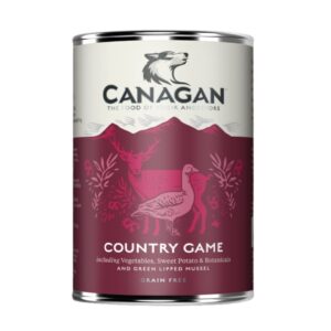 Comida húmeda para perros con carnes de caza. Receta natural y equilibrada, ideal como comida completa o combinada. Lata de 400 g con envase 100% reciclable.