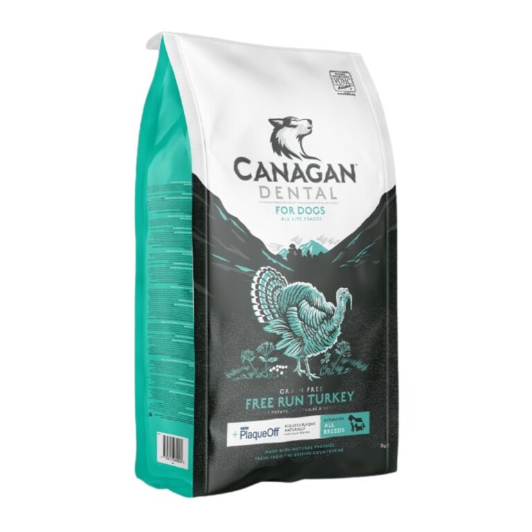 Pienso sin cereales para perros con ProDen PlaqueOff. Ayuda a reducir la placa, el sarro y el mal aliento. Nutrición completa con pavo campero. Presentación de 2 kg.