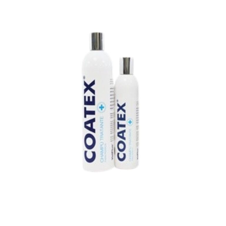 Coatex Champú Tratamiento limpia profundamente la piel del perro, elimina costras y escamas, y combate bacterias, hongos y levaduras. Ideal para tratar afecciones cutáneas. Presentación 250 ml.
