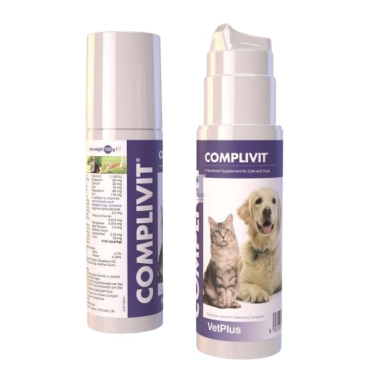 Descubre COMPLIVIT 150 ml, un suplemento nutricional en pasta para perros y gatos con bajo apetito. Rico en calorías, vitaminas, aminoácidos y prebióticos. Ideal para recuperación y soporte energético.