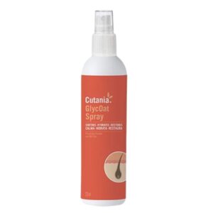 CUTANIA GlycOat Spray de Vetnova hidrata y calma la piel de perros y gatos. Con avena coloidal y glicerina, ideal para piel sensible, seca o irritada. Sin enjuague, fácil aplicación.