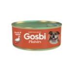 Gosbi Plaisirs Pato y Manzana 400 gr es una receta húmeda natural para perros adultos. Elaborada con pato y manzana, sin cereales ni aditivos, ideal como complemento sabroso y saludable.