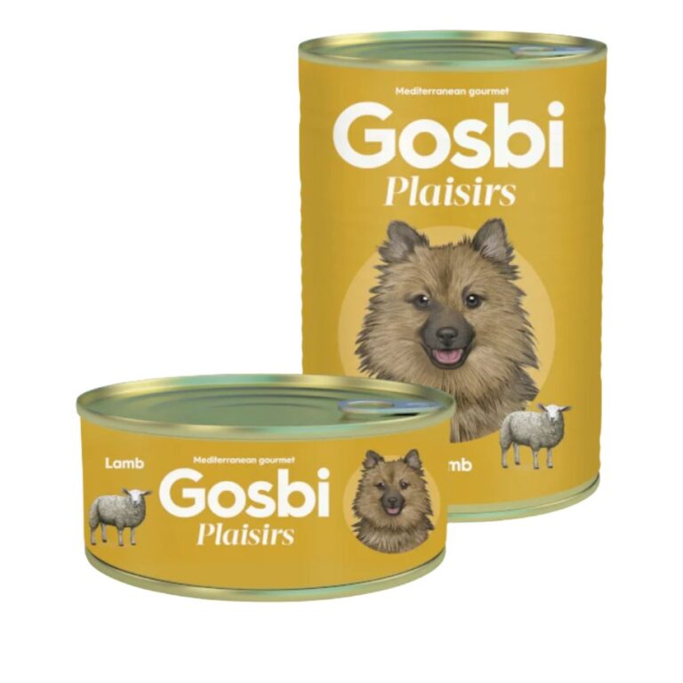 Gosbi Plaisirs Cordero Grain Free 400g es un alimento húmedo complementario para perros adultos, con 60% de cordero y verduras. Sin cereales ni aditivos artificiales. Alta palatabilidad.