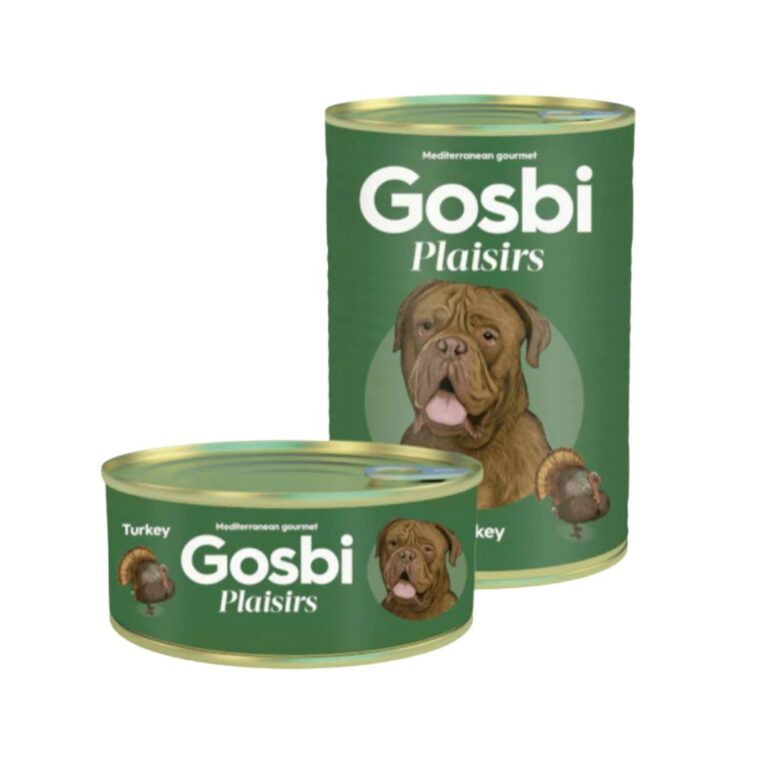 Gosbi Plaisirs Pavo 400 gr es un alimento húmedo complementario para perros adultos. Con pavo y sin cereales, está cocinado lentamente y elaborado con ingredientes naturales de calidad humana.