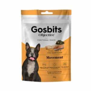 Gosbits Movement 150 g es un snack funcional para perros con pollo, salmón y mejillones de labios verdes. Mejora la movilidad y cuida las articulaciones de forma natural y sabrosa.