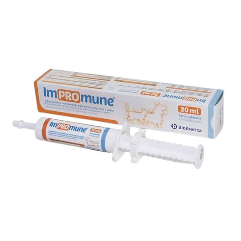 IMPROMUNE Pasta 30 ml es un suplemento inmunomodulador oral para perros y gatos. Refuerza el sistema inmunológico con Nucleoforce y AHCC-Vet. Fácil de administrar y con excelente palatabilidad.