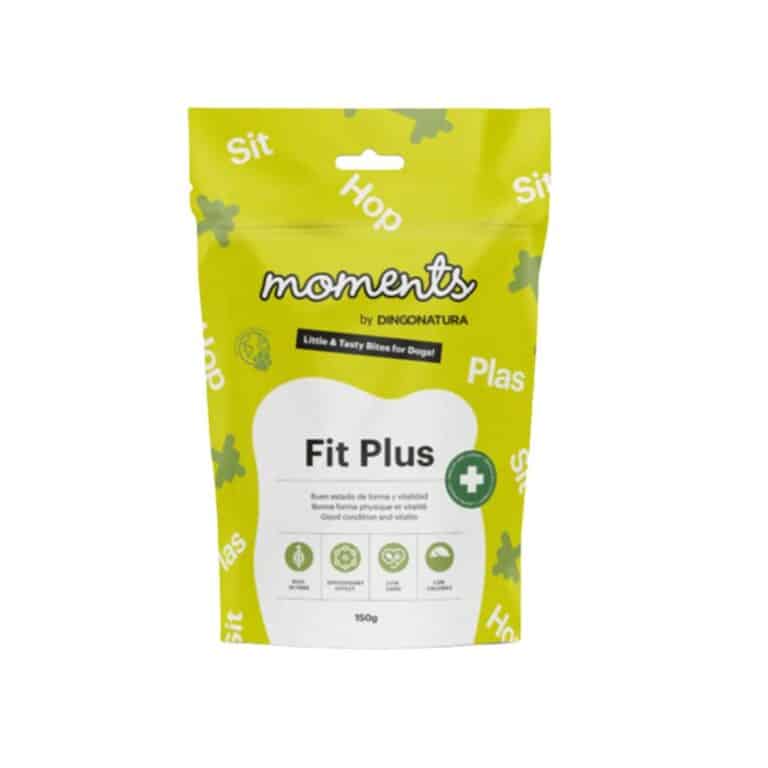 Descubre MOMENTS Bocaditos Fit Plus 150 g, snacks bajos en grasa para perros activos o en control de peso. Con pollo, pavo, L-carnitina y vitaminas que apoyan su vitalidad y metabolismo.